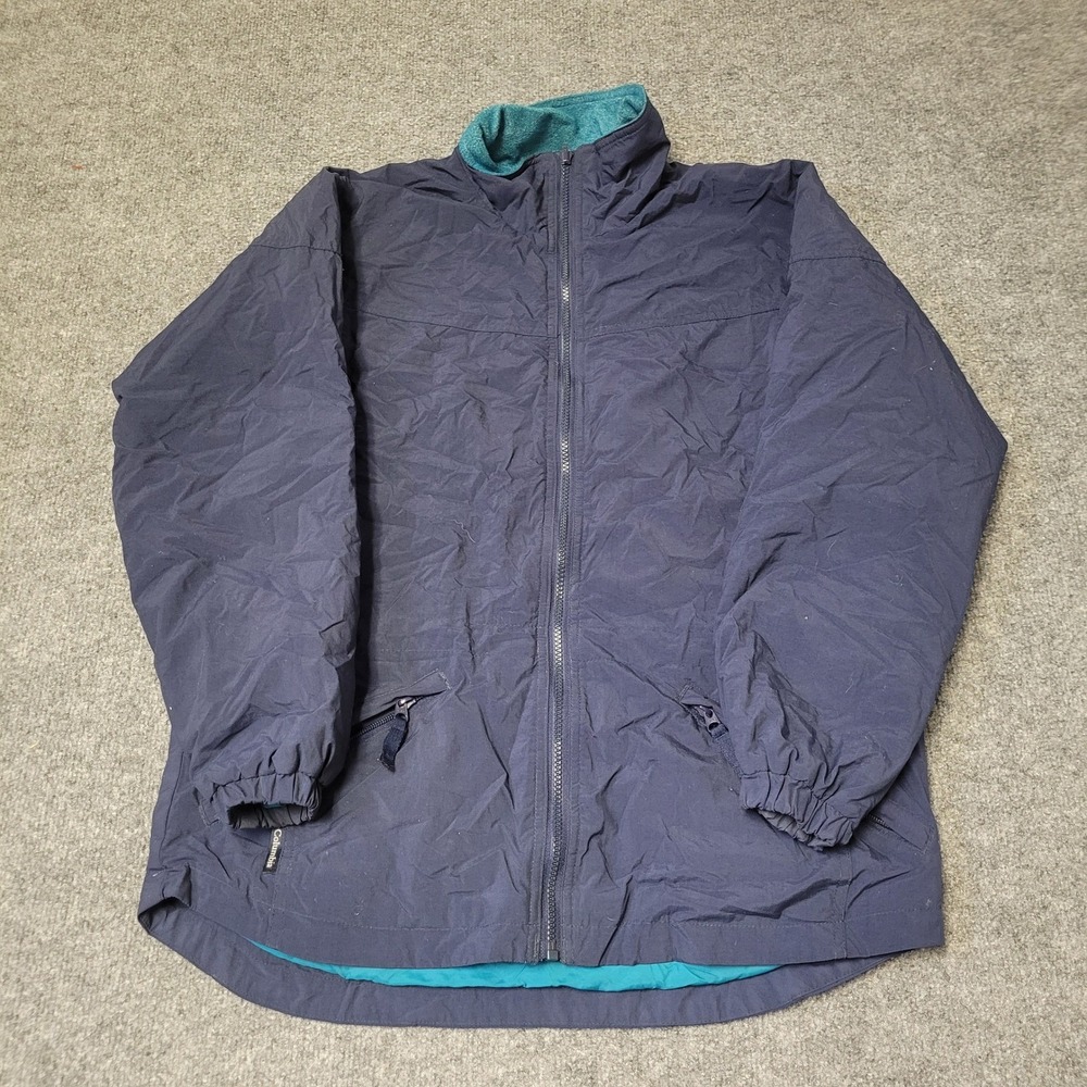 Columbia Jacket Womens Size M Navy Blue Fleece Lined Full Zip Windbreaker Coat